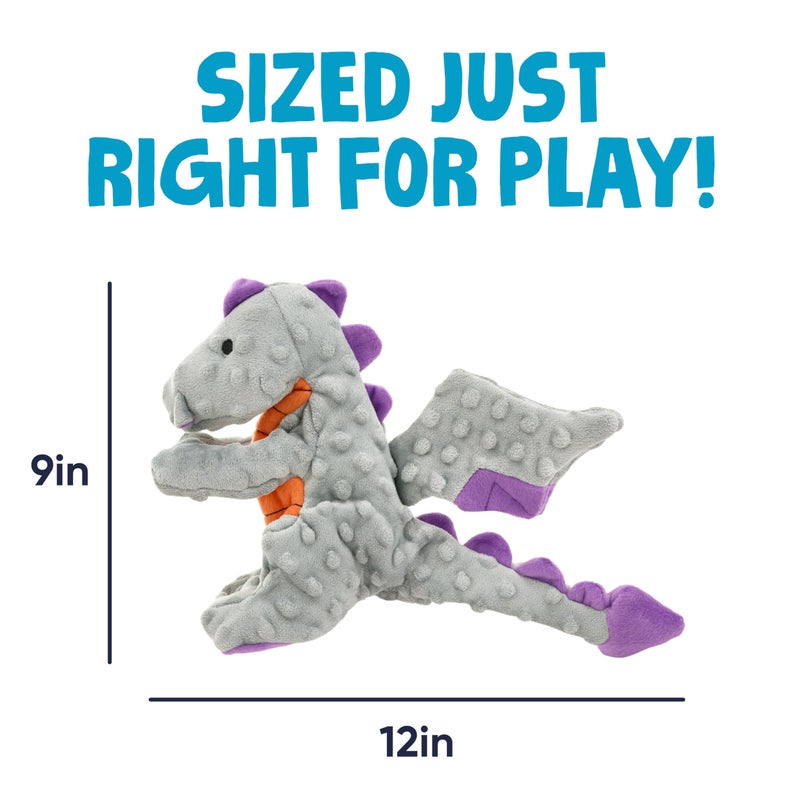 goDog Dragons Squeaky Plush Dog Toy with Chew Guard Technology, Durable Fabric & Squeaker for Active Play, Gray, Large - Image 3